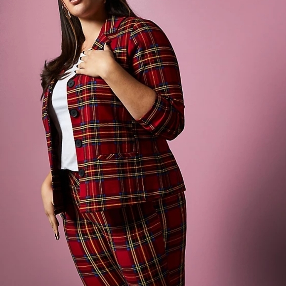 Torrid Betsey Johnson Plaid Premium Ponte Blazer - Picture 5 of 7